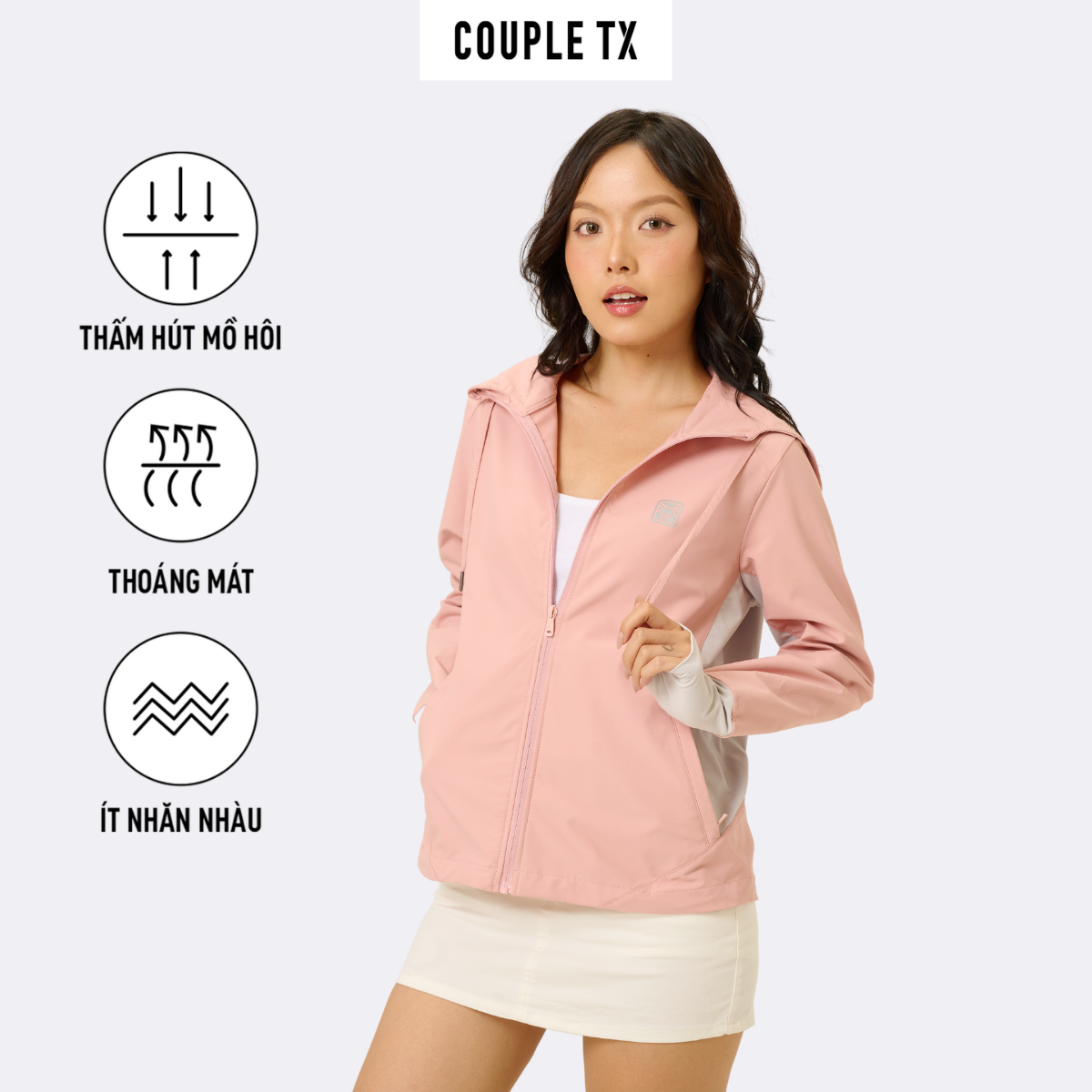 Áo Khoác Chống Nắng Nữ COUPLE TX - Áo Khoác Chống Tia UV Pro Phối Màu Áo Khoác Dù Có Nón Có 2 Túi Tr