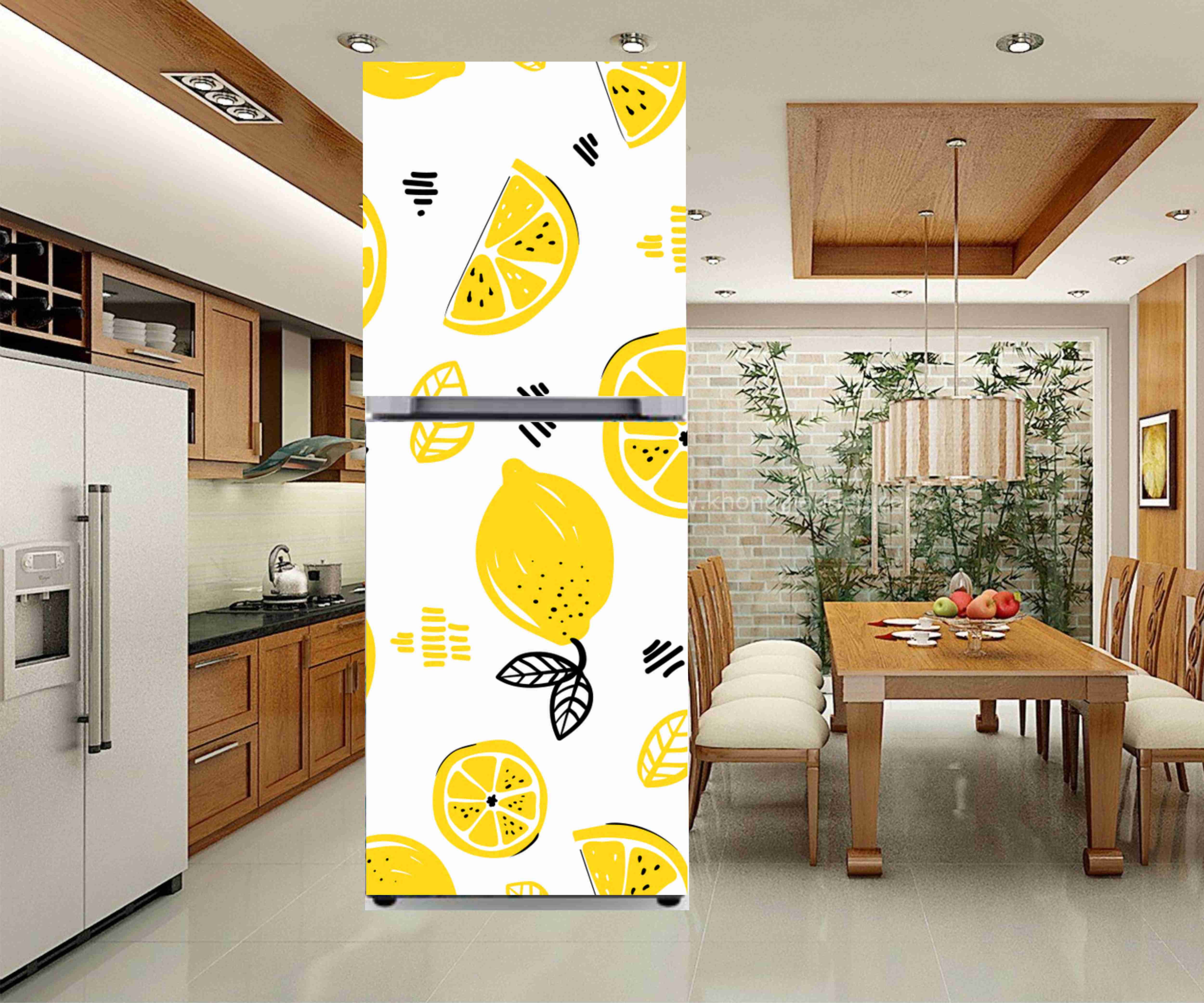 Decal dán trang trí tủ lạnh có keo sẵn ở mặt sau chỉ cần lột ra và dán - decal dán tủ lạnh mẫu hoa quả