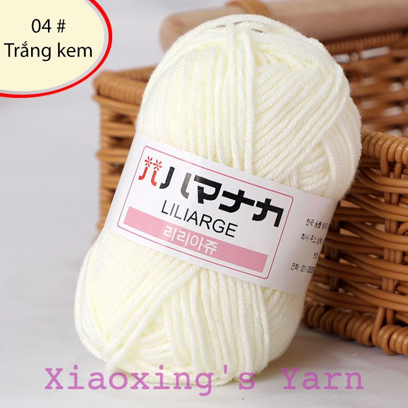 [ Mã 1-49] Len hàn nhí milk cotton Hàn Quốc cuộn 25g dùng đan móc len cơ bản móc thú không xù lông | Xiaoxings Yarn