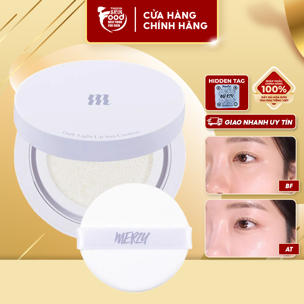 Kem Chống Nắng Dạng Cushion Nâng Tông Da Dưỡng Ẩm Merzy Daily Light Up Sun Cushion SPF50+ PA++++ 12g