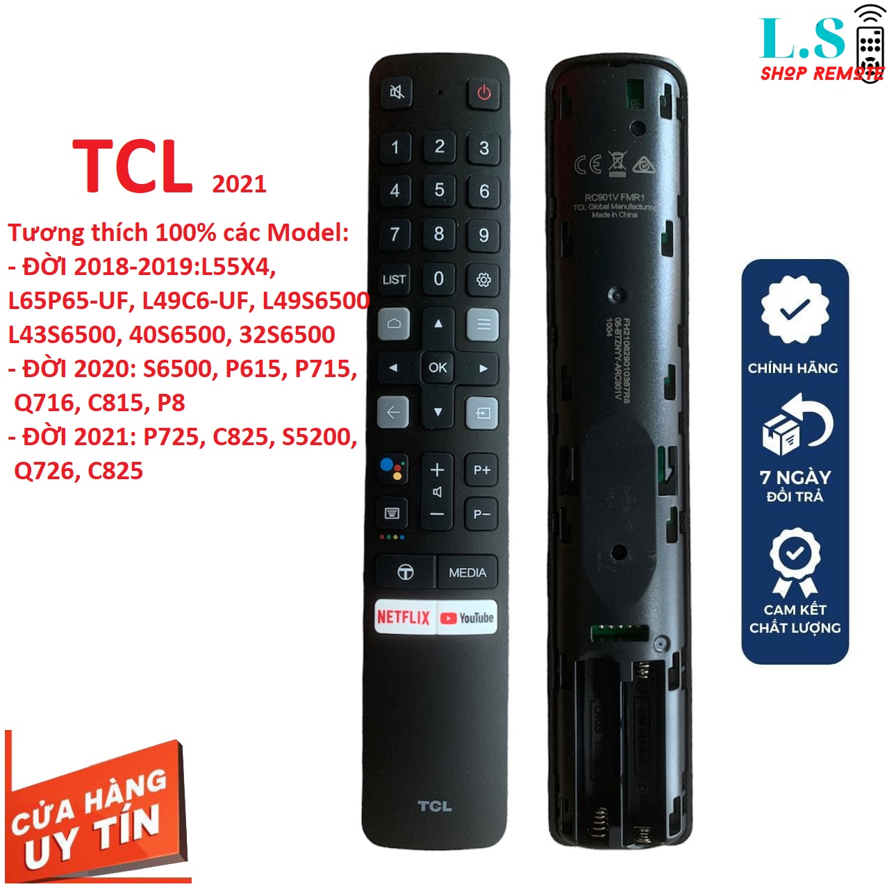 Điều khiển tivi TCL giọng nói chính hãng remote ti vi tcl smart thông minh voice L55X4 L65P65-UF L49