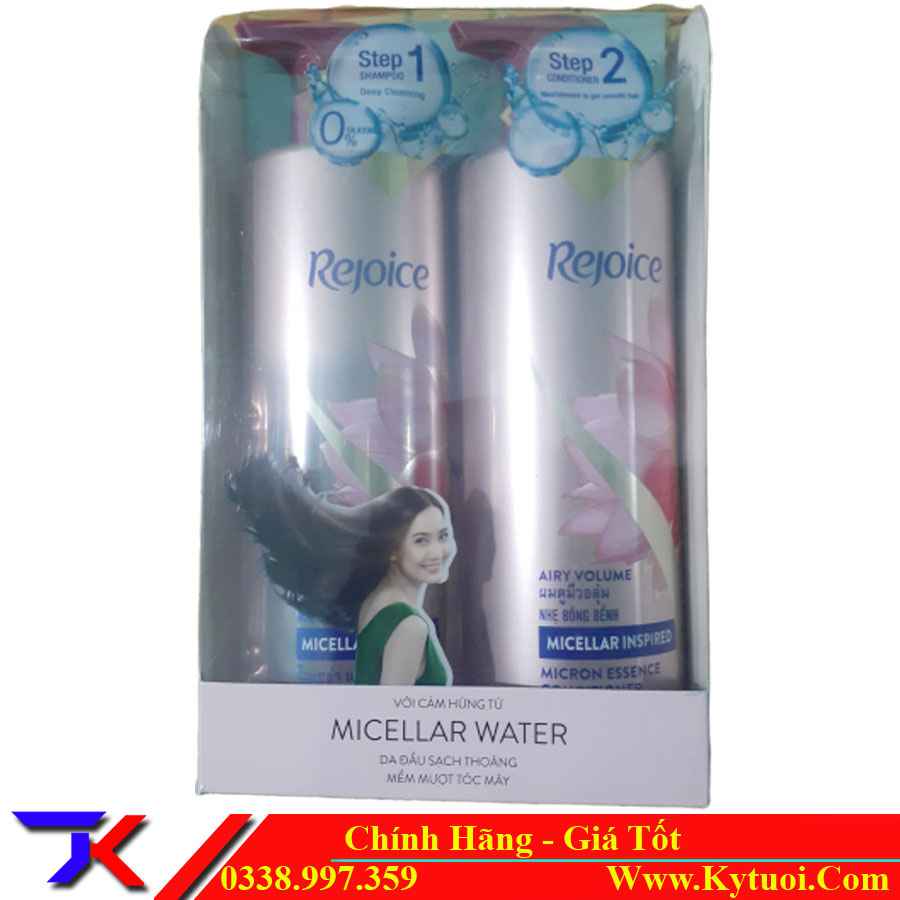 Bộ Dầu Gội & Xả Rejoice Micellar Làm Sạch Dầu Nhẹ Bồng Bềnh 480Ml