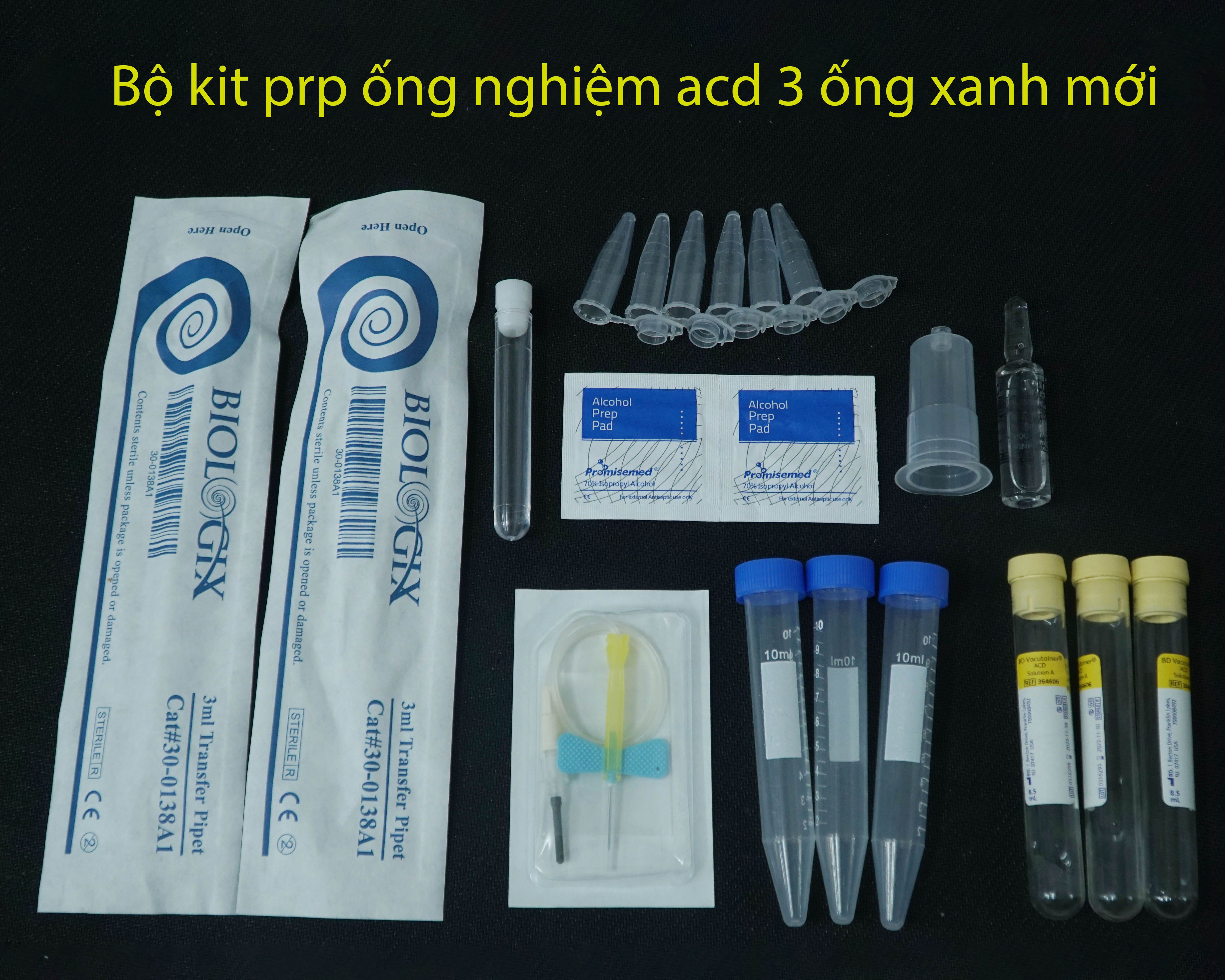 Bộ Kit Prp Ống Nghiệm Acd 3 Ống Xanh Mới