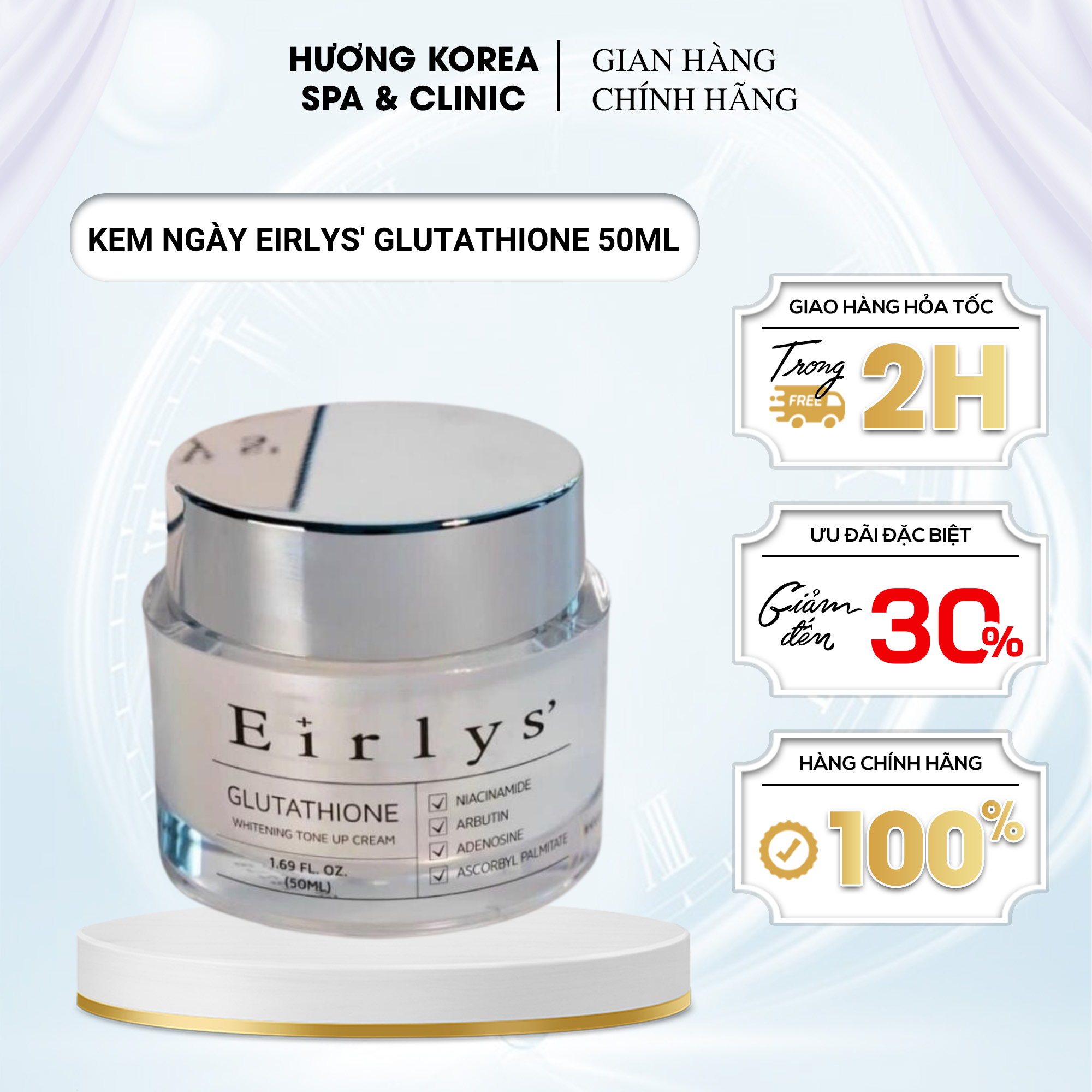 Kem ngày V.i.p Eirlys Glutathione full 10g