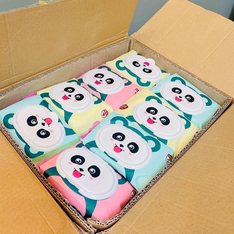COMBO 10 Gói Gấu Panda GÓI 120 TỜ KHĂN GIẤY ƯỚT KO MÙI KHÁNG KHUẨN THIÊN PHÚC