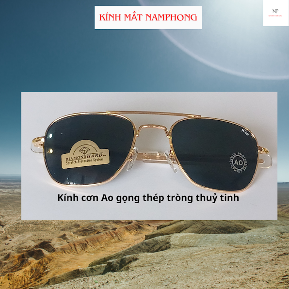 Kính Cơn Mỹ AO American Optical Gọng Kim Loại Mắt Kính Thủy Tinh