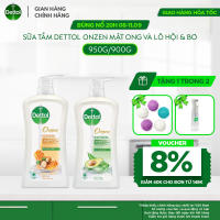 Combo 2 Chai Sữa Tắm Dettol Onzen Mật Ong Kháng Khuẩn Dưỡng Thể (950g) và Dưỡng Ẩm Lô Hội & Bơ (900g)