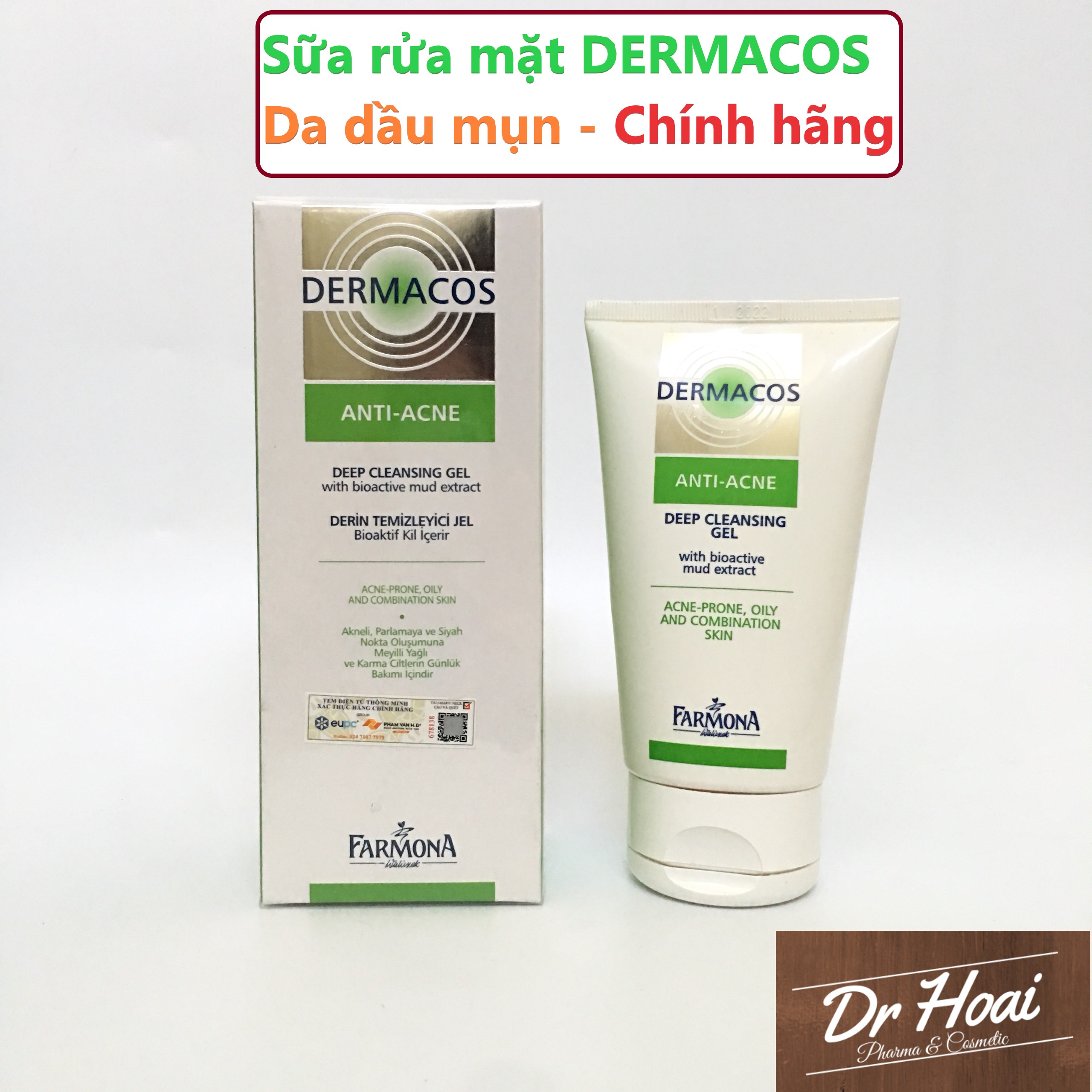 Sữa Rửa Mặt Farmona DERMACOS Deep Cleansing Gel – Cho Da Dầu Mụn 150ml