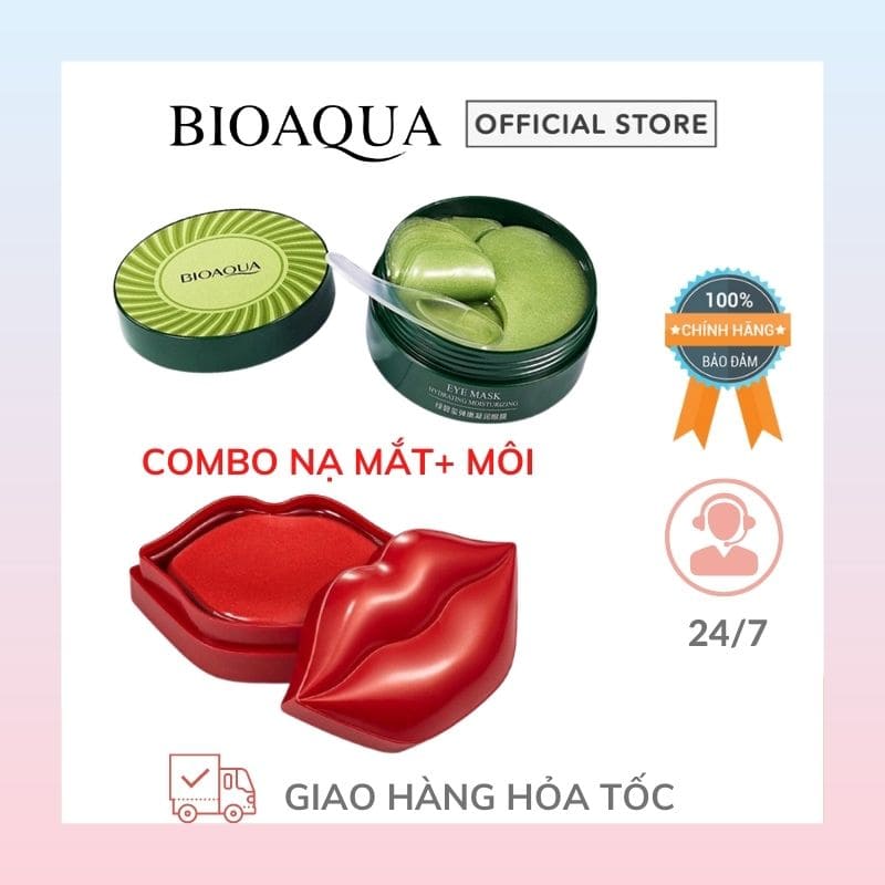 [Combo] Mặt nạ mắt bioaqua Mặt nạ môi giúp giảm thâm quầng mắt và môi căng mộng Bioaqua store