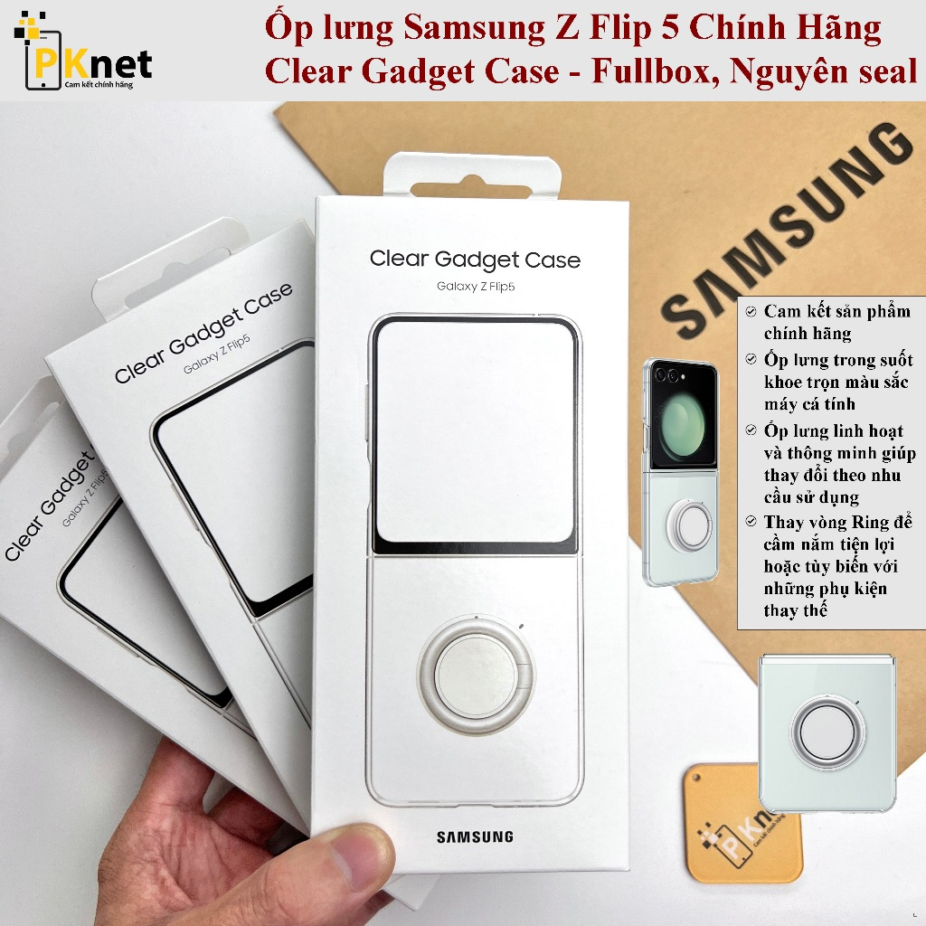 Ốp Samsung Z Flip 5 Clear Gadget Case Chính Hãng Fullbox Nguyên Seal ốp lưng linh hoạt cho Z Flip 5