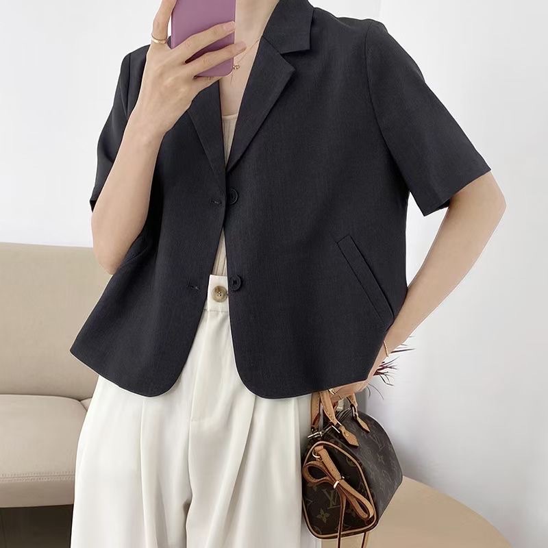 ( Hàng Đẹp - Có Clip ) Áo Khoác Lửng Áo Khoác Một Lớp Áo blazer tay ngắn Áo Blazer Nữ Dáng Ngắn - BL