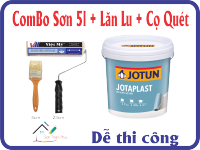 Combo Rulo + cọ quét +SƠN NỘI THẤT JOTUN JOTAPLAST WHITE 5L nội thất