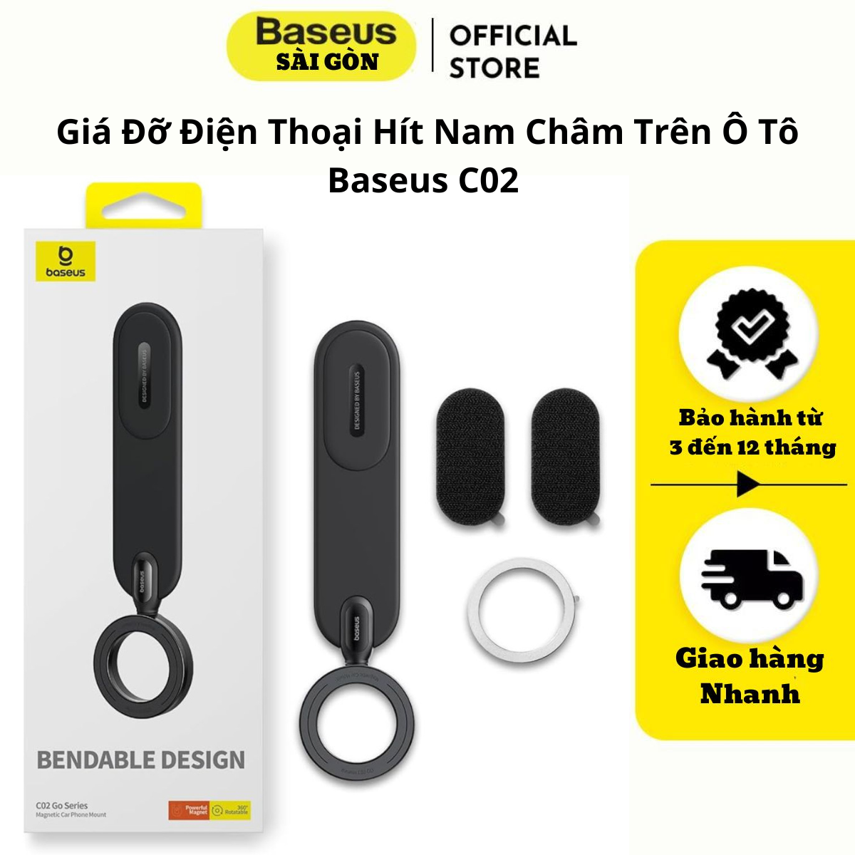 Giá Đỡ Điện Thoại Hít Nam Châm Trên Ô Tô Baseus C02 Go Series Magnetic Car Phone Mount Cluster (