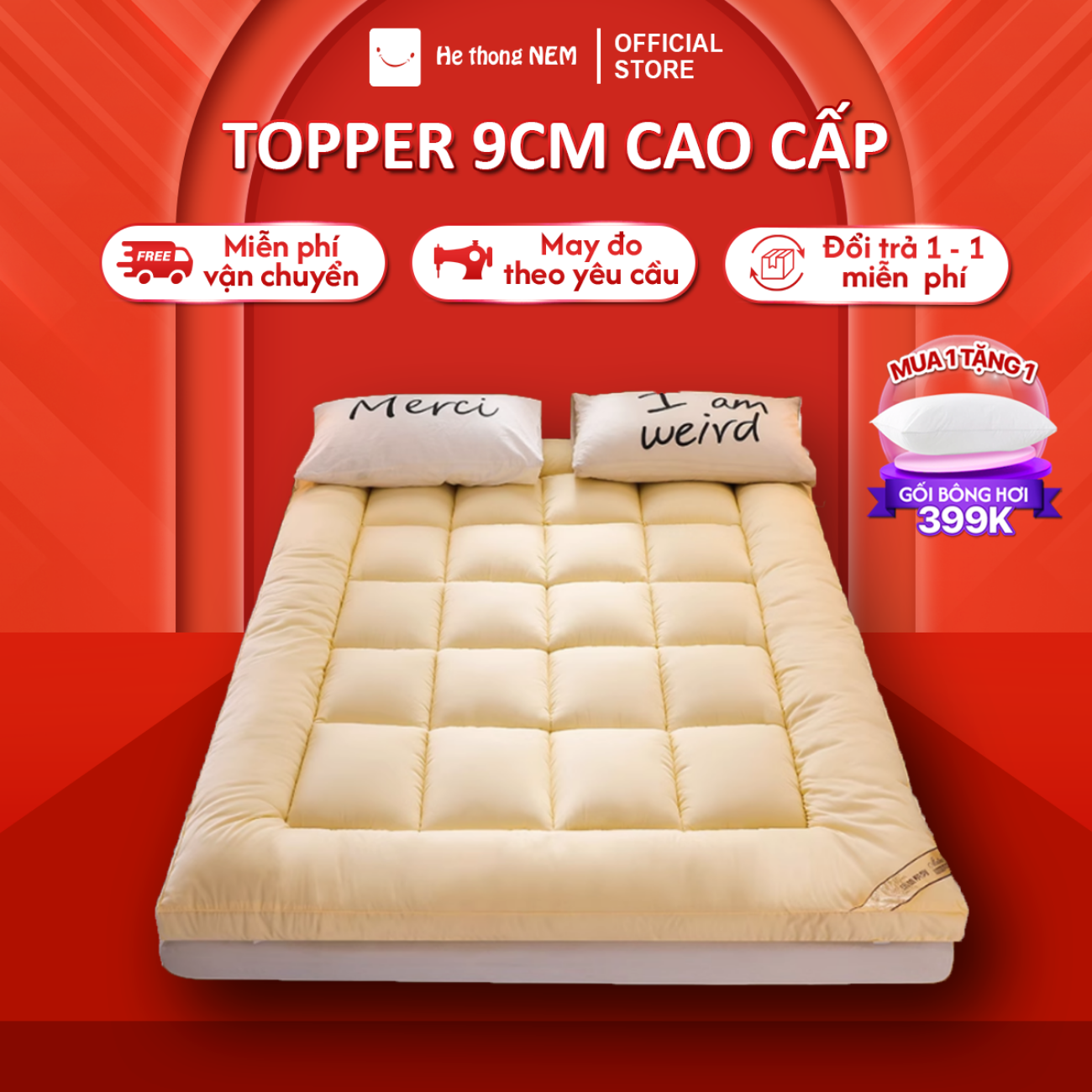 Toper nệm trải sàn Hệ Thống Nệm cao cấp tấm trải niệm đệm topper toper nệm trải giường trải sàn xuất