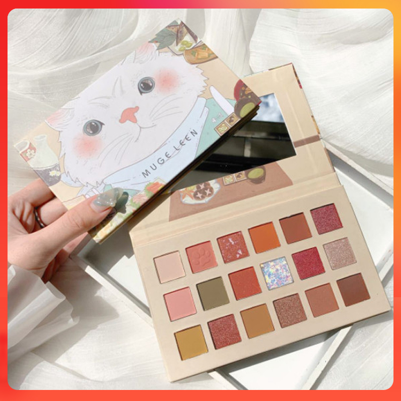 [Mẫu Mới] Phấn mắt MUGE LEEN bảng phấn mắt con mèo 18 ô Bảng Phấn Mắt 18 Ô Nhũ Muge Leen Cat trang điểm mắt nhũ mắt kim tuyến hàng nội địa trung HOA VIỆT SHOP