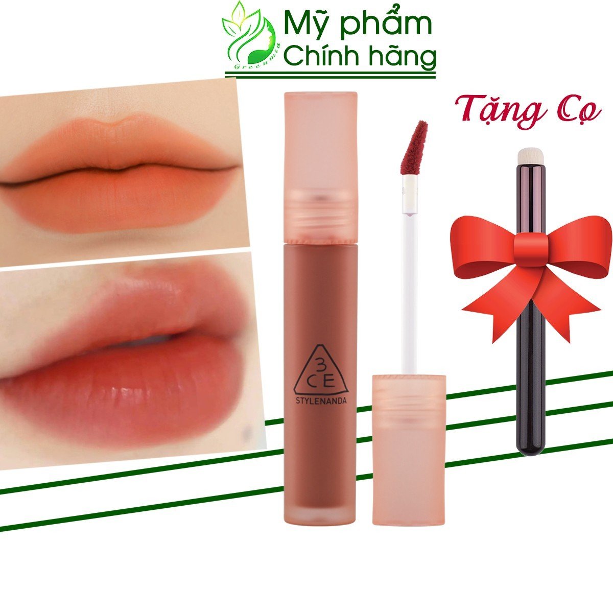 Son Kem Lì 3CE Bake Beige - Nâu Cam Cháy Cổ Điển 4.6g Blur Water Tint [CHÍNH HÃNG CHECK HIDDEN TAG]