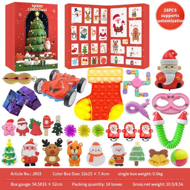Fidget Advent Christmas Calendar Christmas Countdown Calendar Blind Box Set Fidget Toys Pack Decompression Birthday Gift Toy