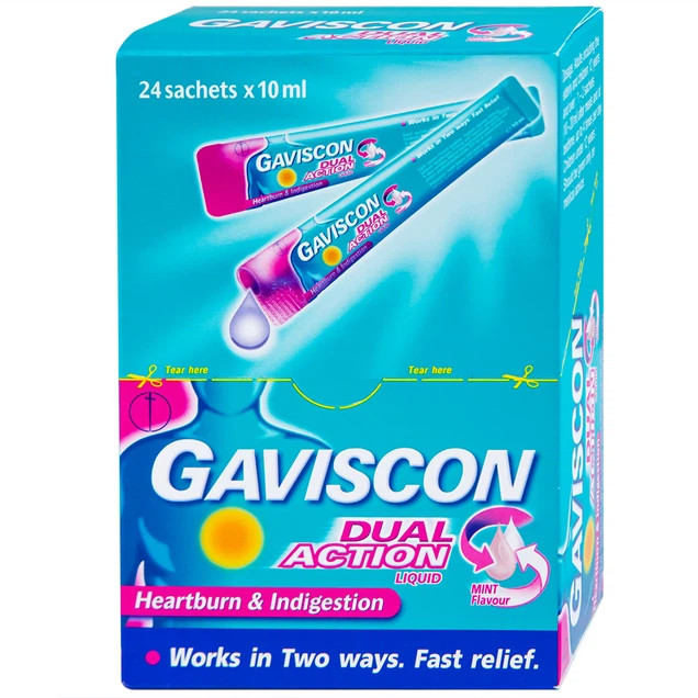 Sữa dạ dày Gaviscon Hồng hộp 24 gói - giảm nhanh cơn đau trong các vấn đề về dạ dày trào ngược