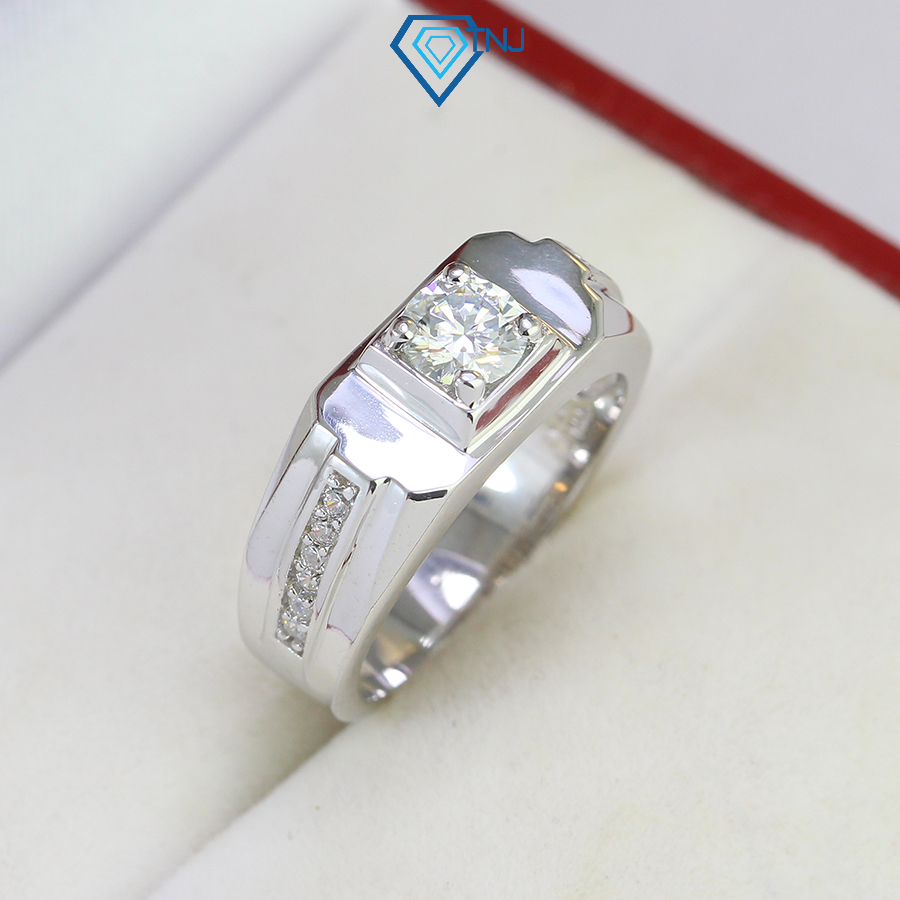 Nhẫn nam bạc kim cương Moissanite 5.5ly bản nhỏ xi bạch kim kiểm định GRA sang trọng NNAM0019 - Tran