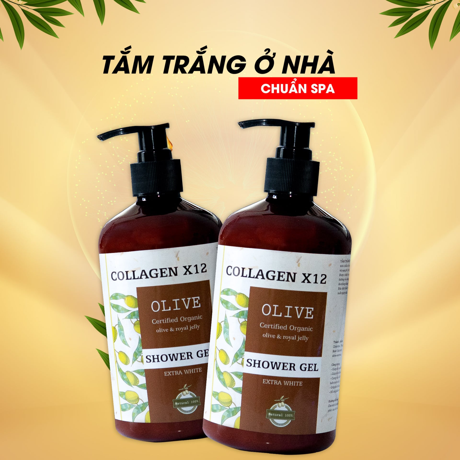 Combo 2 Chai Tắm Trắng Collagen X12 - Trắng Hồng Tự Nhiên - Tắm Trắng Dưỡng Nhan - Phù Hợp Mọi Loại Da