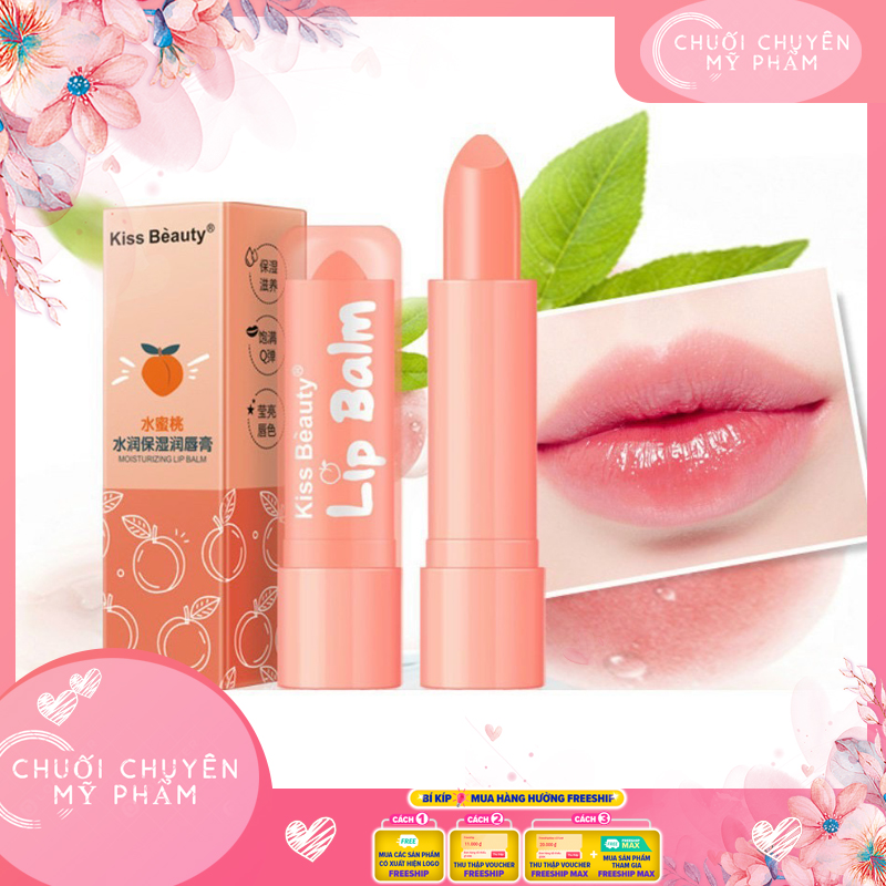 [Hcm]Son Dưỡng Môi Đào Vỏ Kiss Beauty Peach 26513 Lipbalm 3.5G Auth Nội Địa | Son Dưỡng Môi Đào Dễ Thương Cho Nữ Làm Đẹp Kiss Beauty Không Màu Kem Dưỡng Ẩm Dưỡng Son Môi/Chăm Sóc Môi Tự Nhiên Lâu Trôi Mỹ Phẩm/Làm Mờ Môi Nếp Nhăn Son Môi