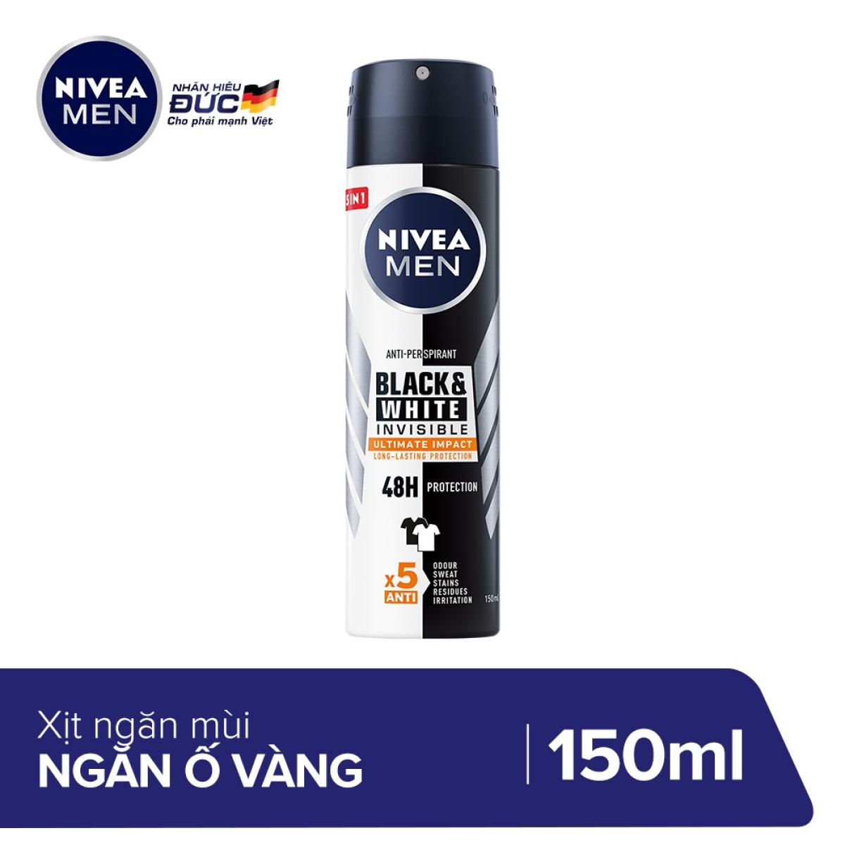 [Hcm]Xịt Ngăn Mùi Nivea Men Ngăn Ố Vàng Vượt Trội 150Ml