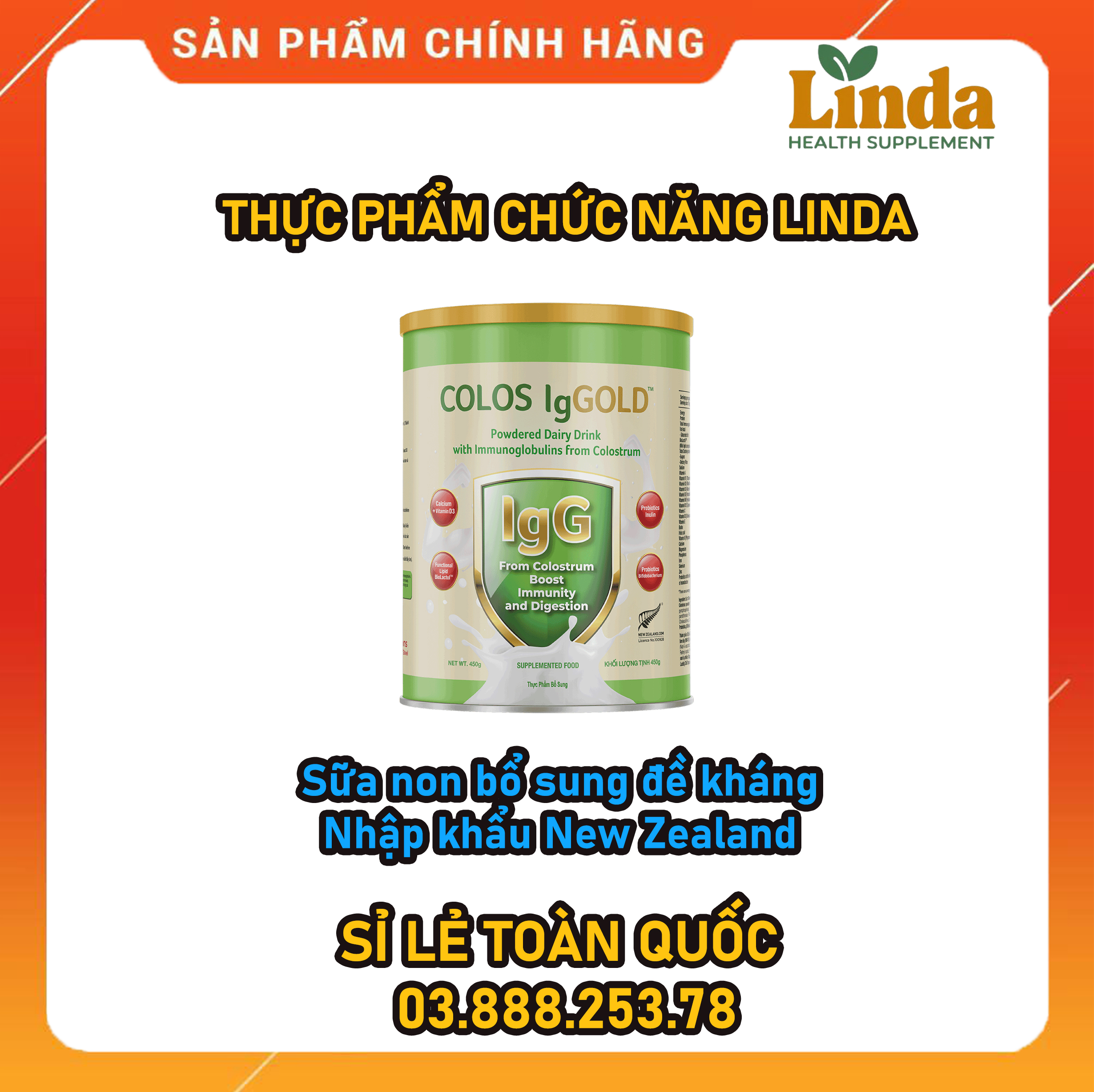 Sữa Non Kháng Thể Colos Ig_Gold 450g - Tăng Sức Đề Kháng Nhập Khẩu New Zealand