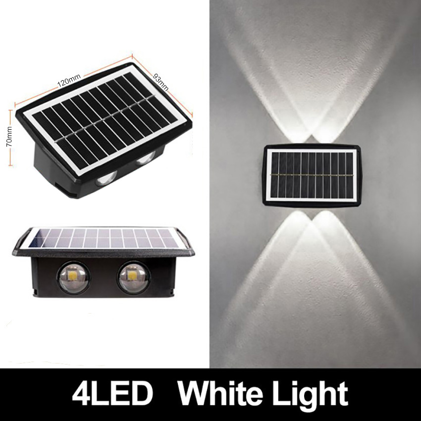 Vimite 6 LED đèn cắm sân vườn năng mặt trời đèn ốp tường ngoài trời Solar Garden Wall Light Outdoor Waterproof Modern Home Decoration Warm White Light Garden Balcony Gate Fence Light đèn trang trí ngoài trời