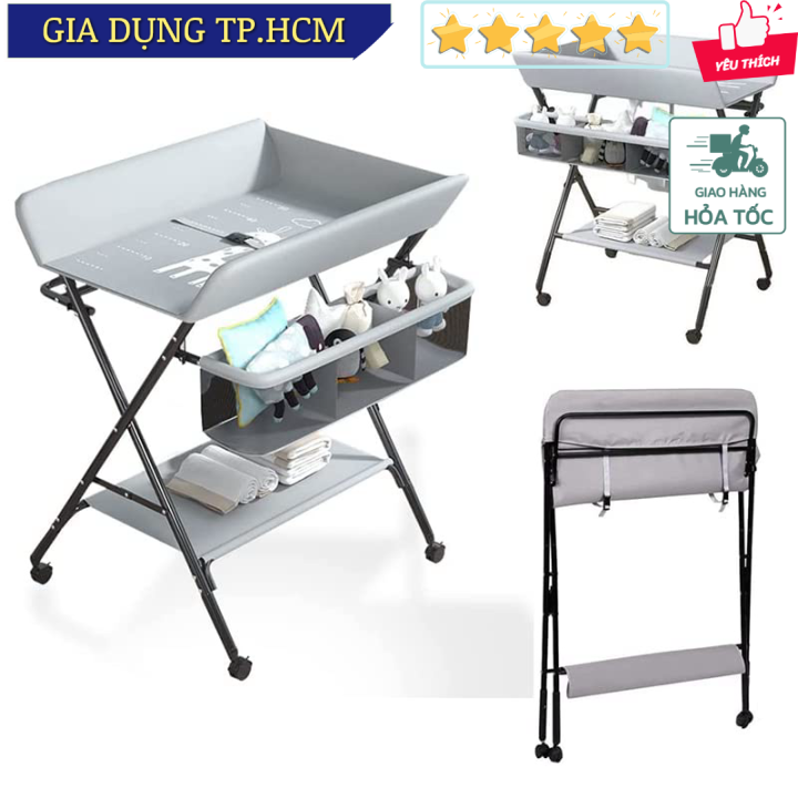 Bàn thay tã di động cho Portable Kids Product bé có bánh xe di động Baby Portable Changing Table with Wheels
