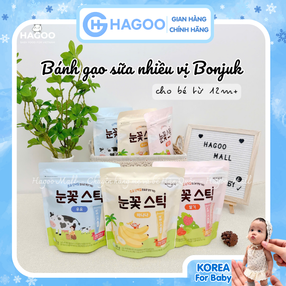 BÁNH GẠO SỮA/BÔNG TUYẾT BONJUK DÀNH CHO BÉ 12M+ MADE IN KOREA