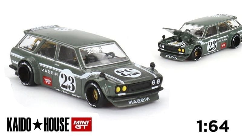 Mô hình xe ô tô Datsun KAIDO 510 Wagon CARBON FIBER V3 tỉ lệ 1:64 Kaido House x MINI GT