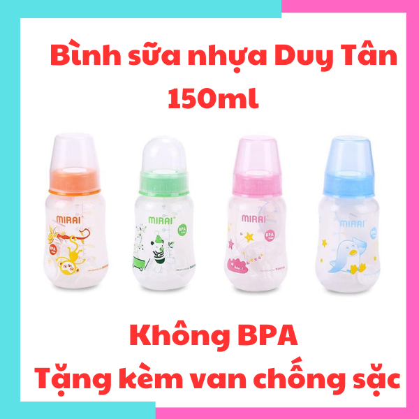 Bình sữa Mirai cho bé bình sữa nhựa Duy Tân 140ml 240ml núm vú siêu mềm chống sặc chống đầy hơi không BPA
