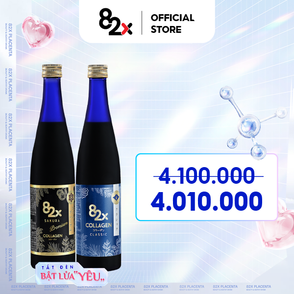 Bộ đôi 82X Collagen Classic + Collagen Sakura Da Trắng Căng Bóng Mochi  đến từ Nhật Bản .