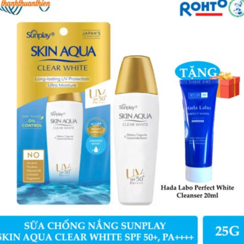 Kem Chống Nắng Dạng Sữa Hằng Ngày Dưỡng Trắng Sunplay Skin Aqua Clear White Spf 50+ Pa++++ 25Gvà 55G