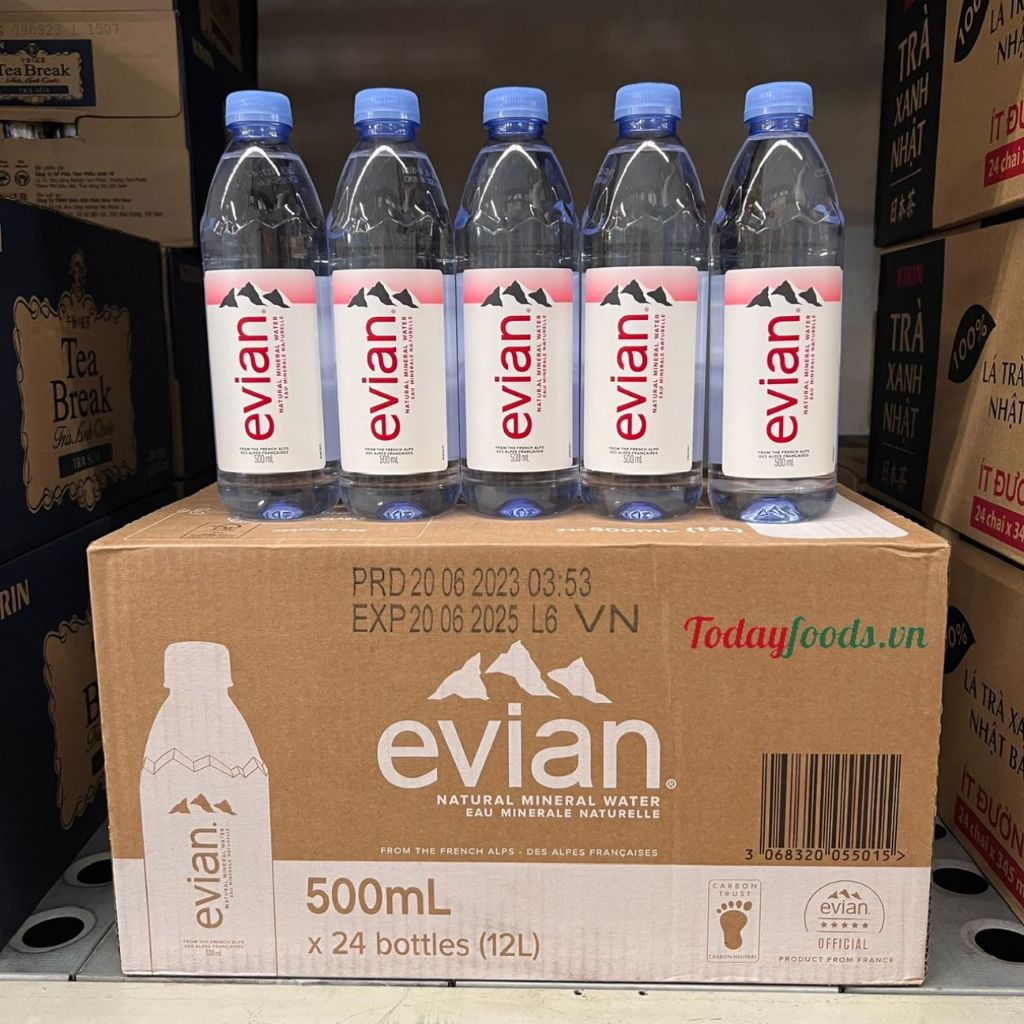 Nước Khoáng Evian 500ML (thùng 24 chai) nhập khẩu từ Pháp