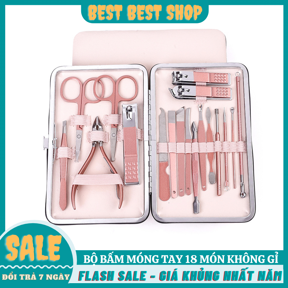 Bộ Bấm Móng 18 Món Đa Năng Bấm Dũa Móng Tay 3DM Dụng Cụ Làm Nail Nail Care Cao Cấp Nhiều Dụng Cụ Tiện Lợi Bo kiem cat mong tay cao cap