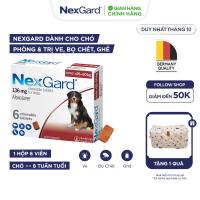 NexGard - Viên nhai phòng & trị ve rận bọ chét ghẻ demodex sarcoptes dành cho chó - 1 hộp 6 viên