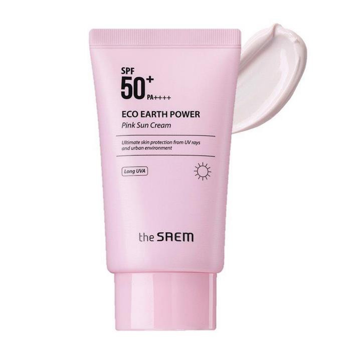 Kem Chống Nắng Kiềm Dầu Giúp Da Sáng Hồng Tự Nhiên The Saem Eco Earth Power Pink Sun Cream SPF50+ PA++++ 50g