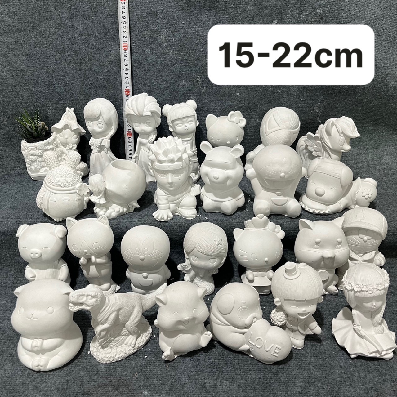 [Tặng màu & cọ] Tượng thạch cao size lớn 15 - 22cm tượng công chúa Elsa Anna Mèo thần tài Kitty Thiên thần- Tô tượng cho bé Smart Baby