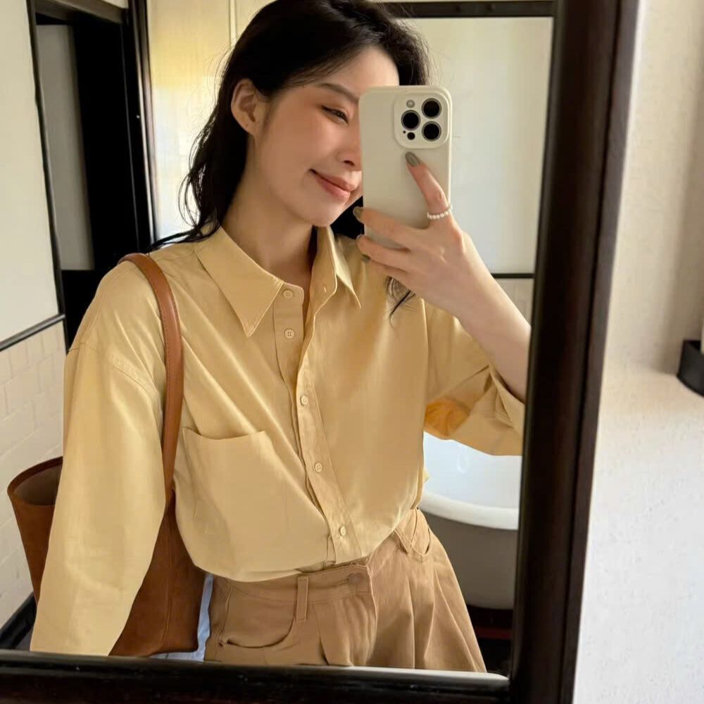 Áo Sơ Mi Nữ Dài Tay Form Rộng Kiểu Dáng Basic Nhiều Màu Sắc Chất Nhung Tăm Thời Trang JayS TOP NU 17