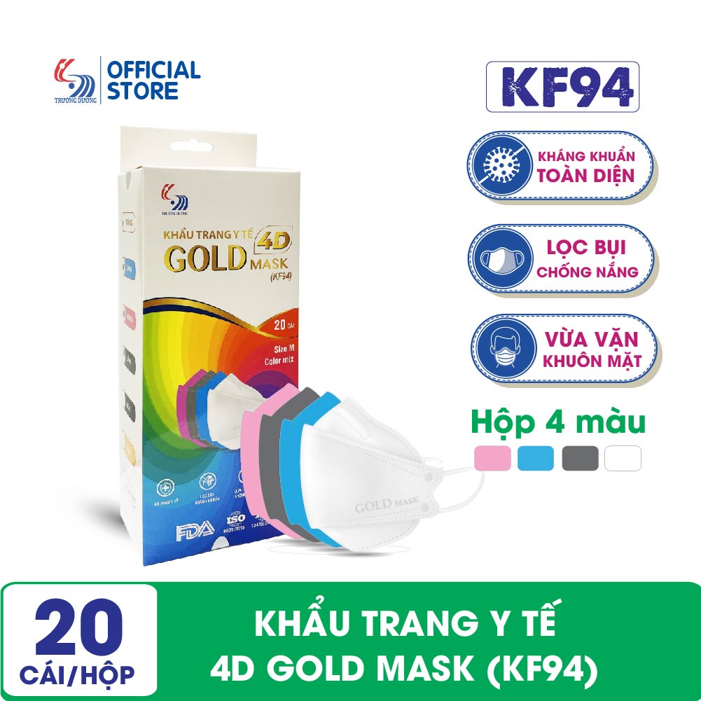 Khẩu trang y tế 4D Gold Mask (KF94) Mix Màu - Hộp 20 cái