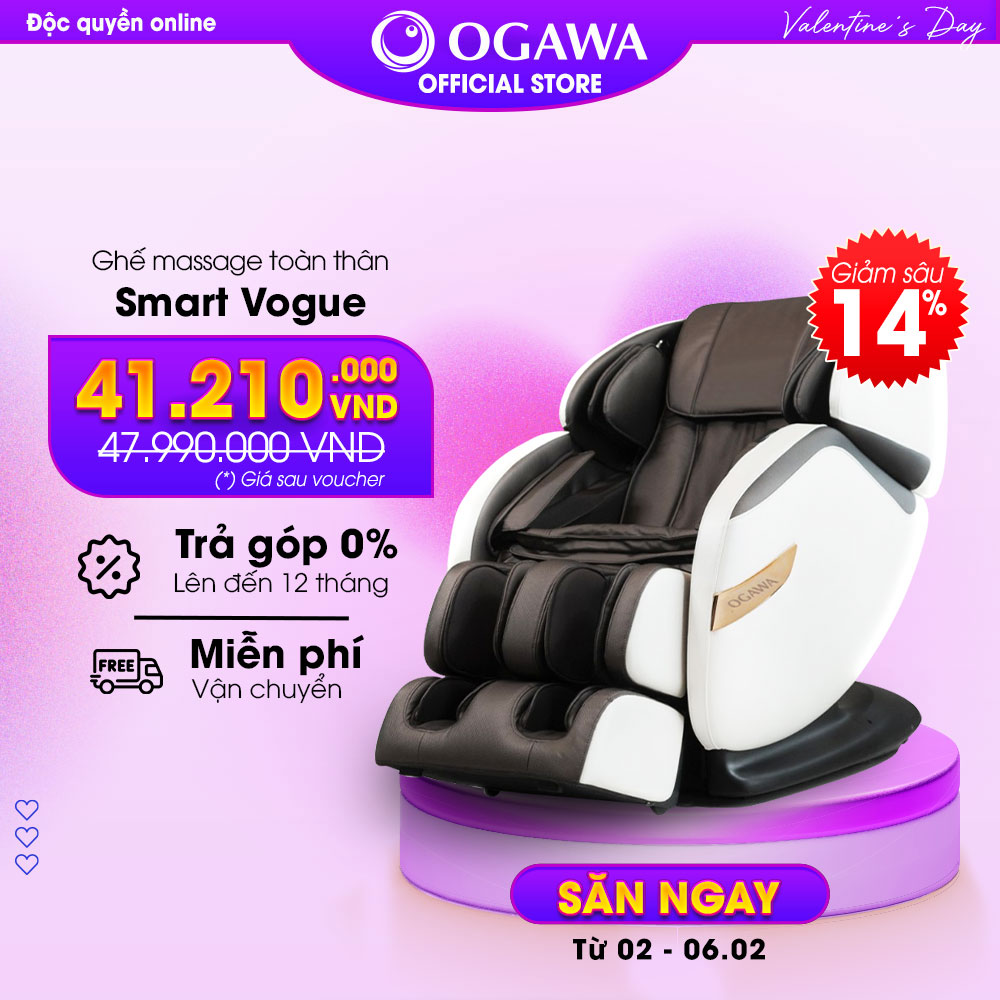 Ghế massage toàn thân OGAWA Smart Vogue Prime Massage Chair - Trục SL Track túi khí massage toàn thâ