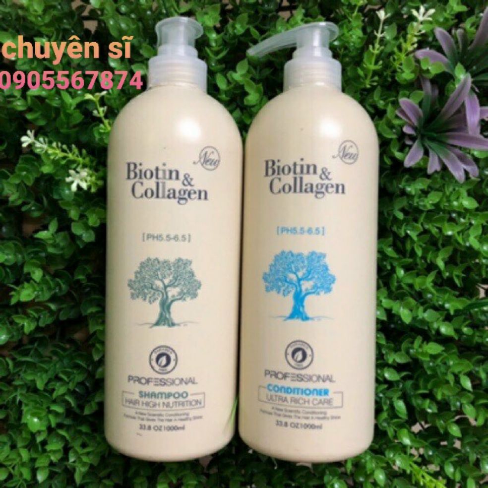 Cặp dầu gội biotin trắng chuẩn Au 1000ml