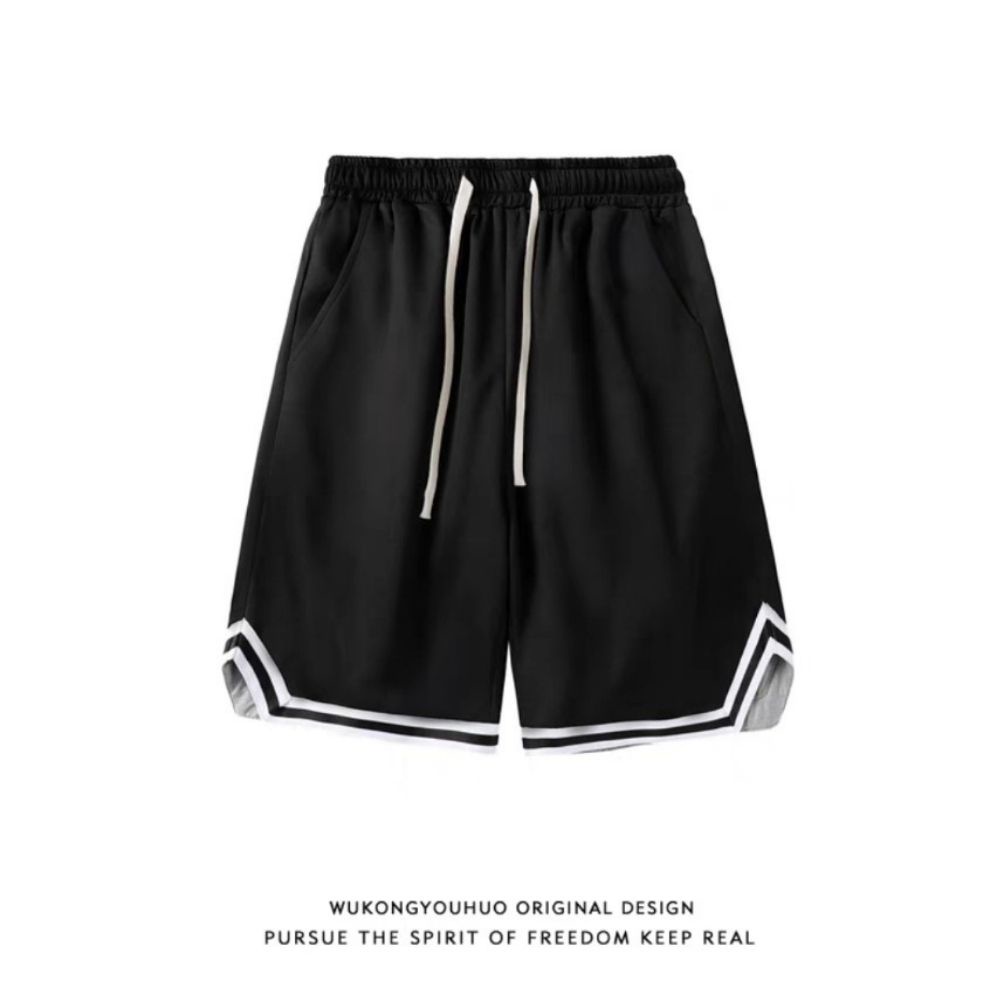 Mẫu mới quần short thể thao phối sọc đen trắng xẻ viền v 4menhcm short nam 9000020