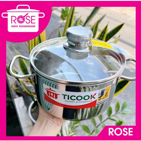 Nồi Inox 304 3 Lớp Nắp Kính Bếp Từ Ticook - Nồi inox 3 lớp inox 304 sử dụng mọi loại bếp Nắp Kính Ca