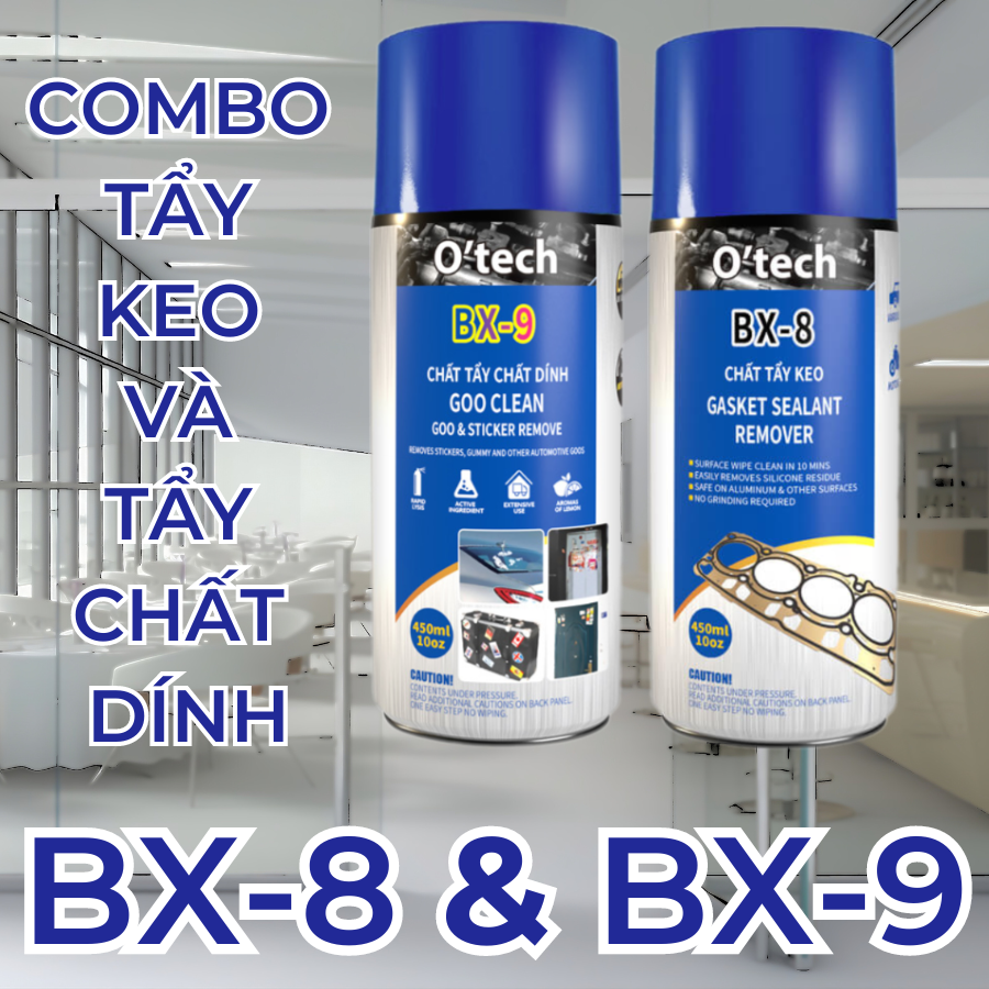 Combo chất tẩy băng keo tẩy sơn decal Otech tẩy được chất dính và nhựa đường BX-8 và BX-9