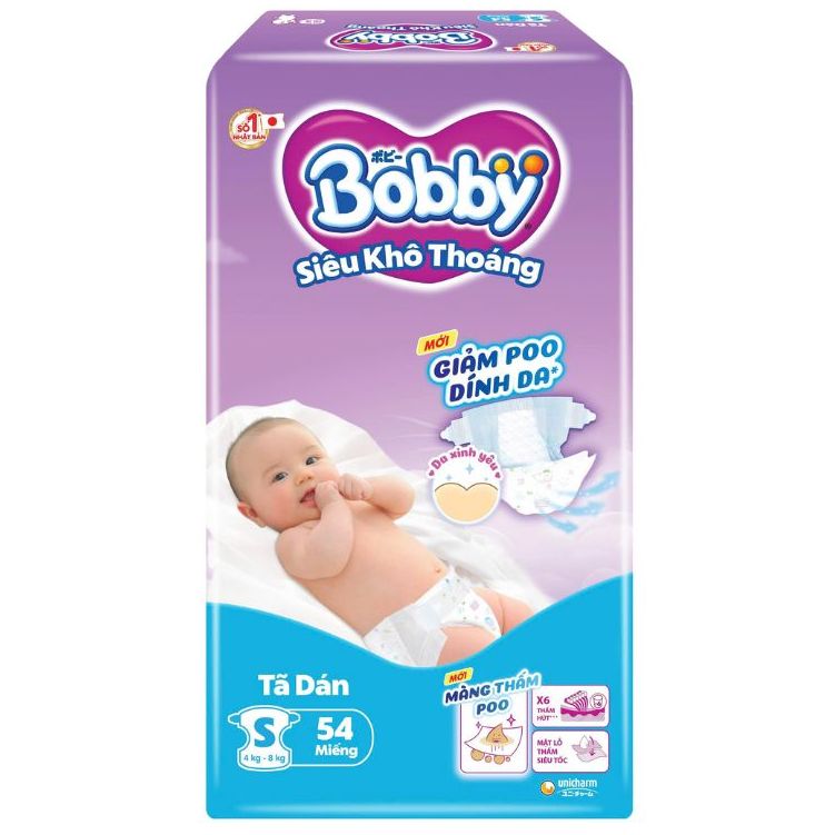 [MẪU MỚI] Tã Dán Bobby Đủ Size NB70 S80 M46 M76 L68 XL62 XXL56 - Tã Dán Bobby Êm Mềm Khô Thoáng - Kho Bỉm Thanh Ngân
