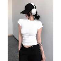 SAM.CLO Áo Thun Nữ Form Dáng Ôm Body Cổ Tròn Chất Thun Gân Mềm Mịn Phù Hợp Nhiều Hoạt Động Hàng Ngày TRƠN (9NO)
