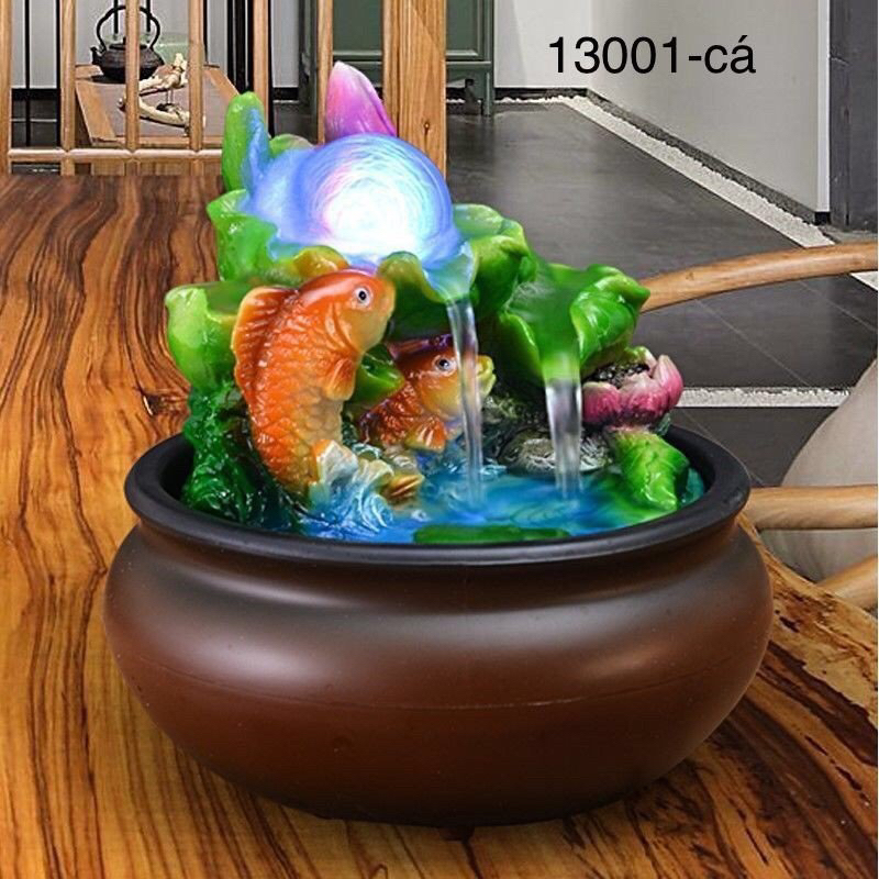 Thác nước phong thuỷ kèm bơm đèn led và cầu thuỷ tinh (6 mẫu)