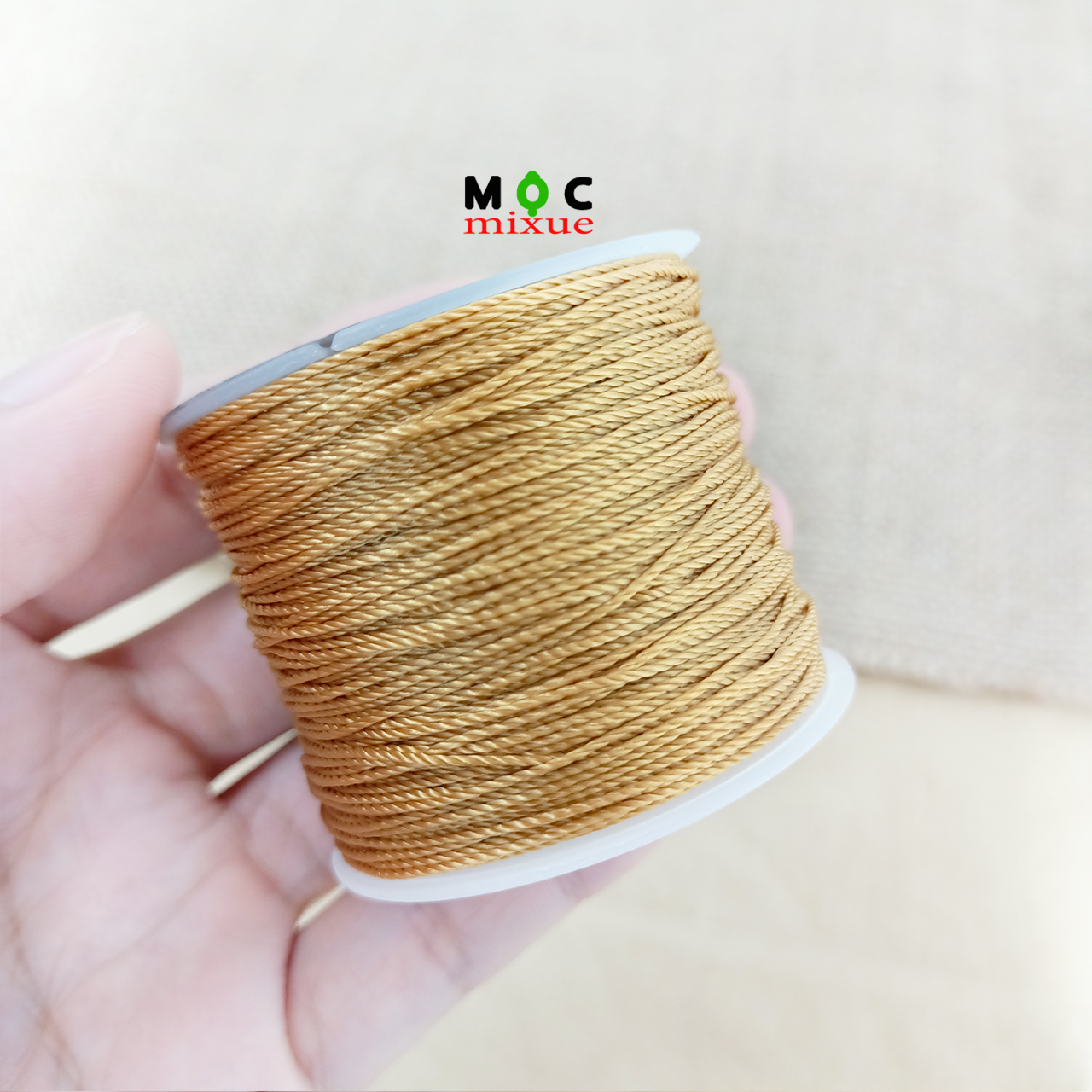 [1 cuộn] Dây dù chỉ màu nâu 08mm Không co giãn để xâu chuỗi hạt vòng tay vòng cổ khâu bao bì dày da - Mộc mixue